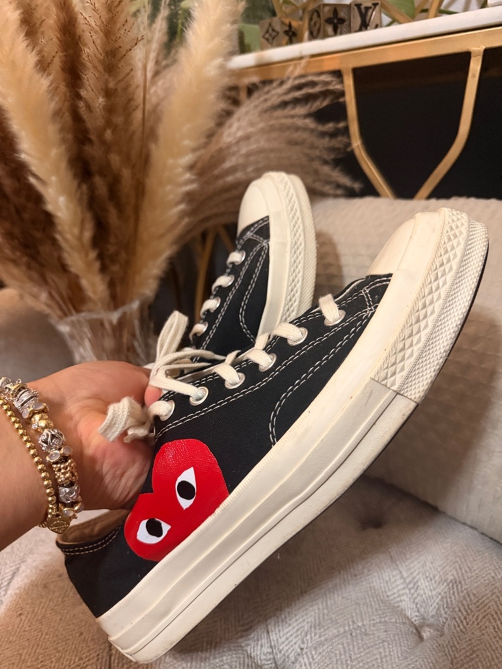 Converse x Comme des Garçons PLAY Canvas Sneaker with Red Heart Motif